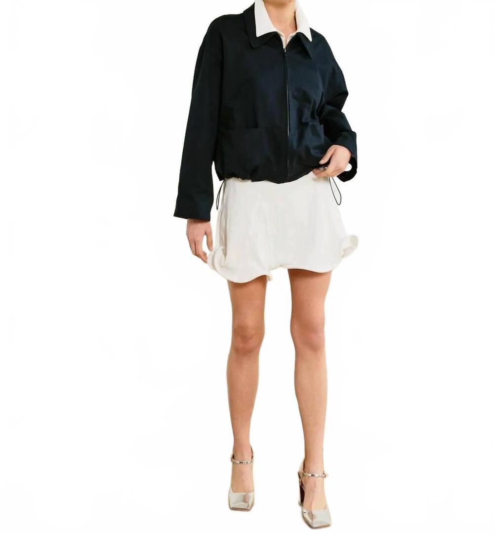 NEW LINE AND DOT bubble hem tuxedo jacket in black